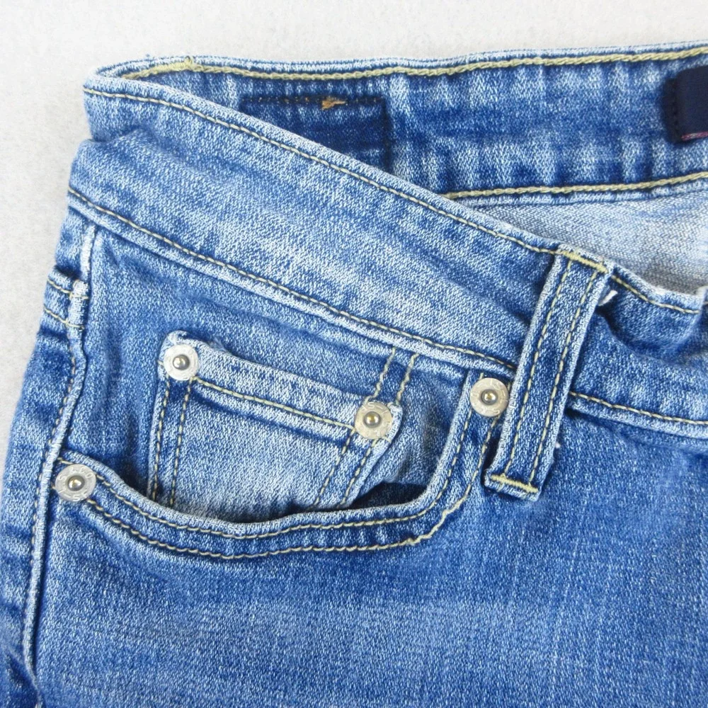 Levi's 518 Superlow Shorts Womens Size 3 Blue Denim Raw Hem Casual Low Rise